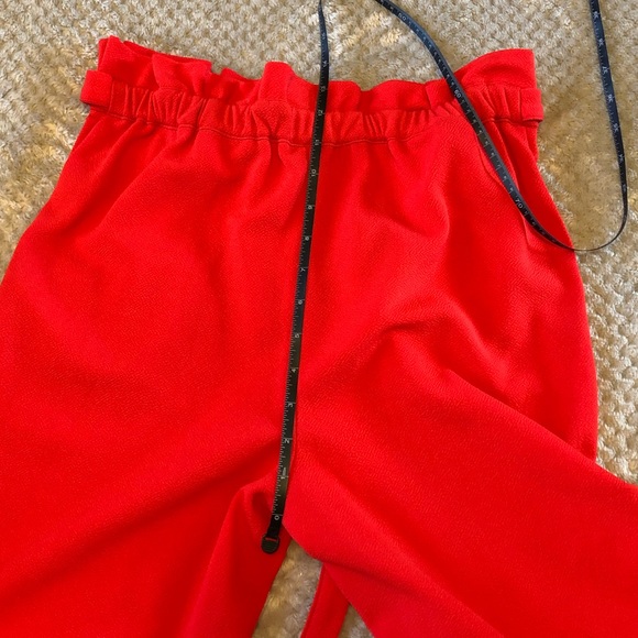 Red High Waist Paperbag Bow Tie Pants - Picture 7 of 10